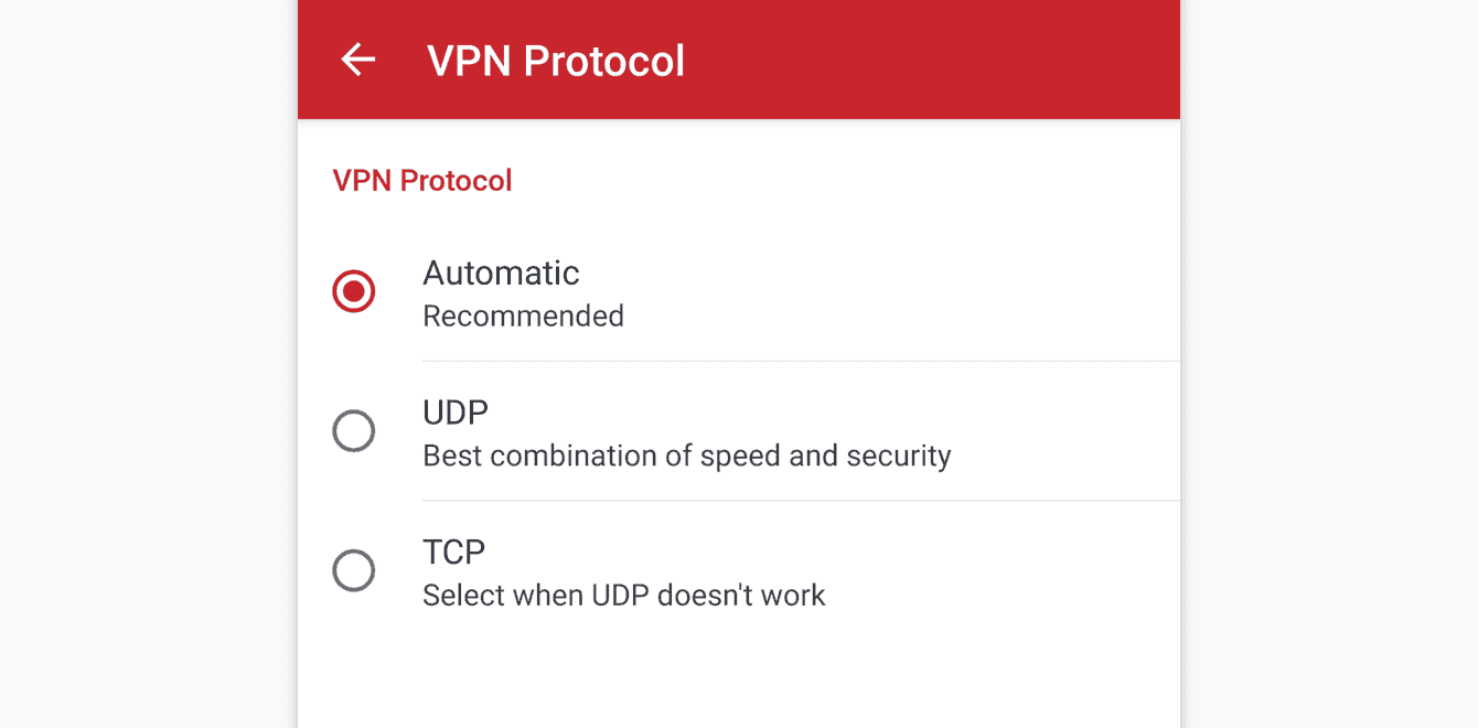 Tap the protocol you want to use.