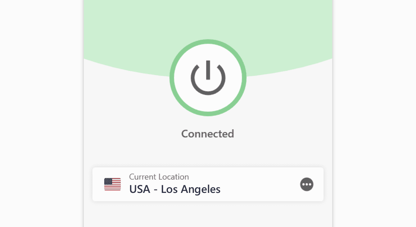 The Connected message on the ExpressVPN app.