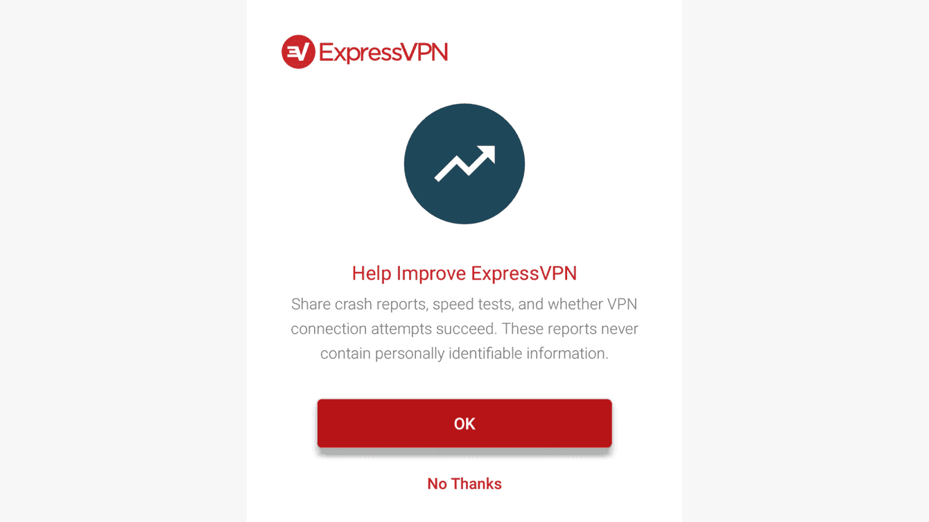 Select your preference for helping improve ExpressVPN.