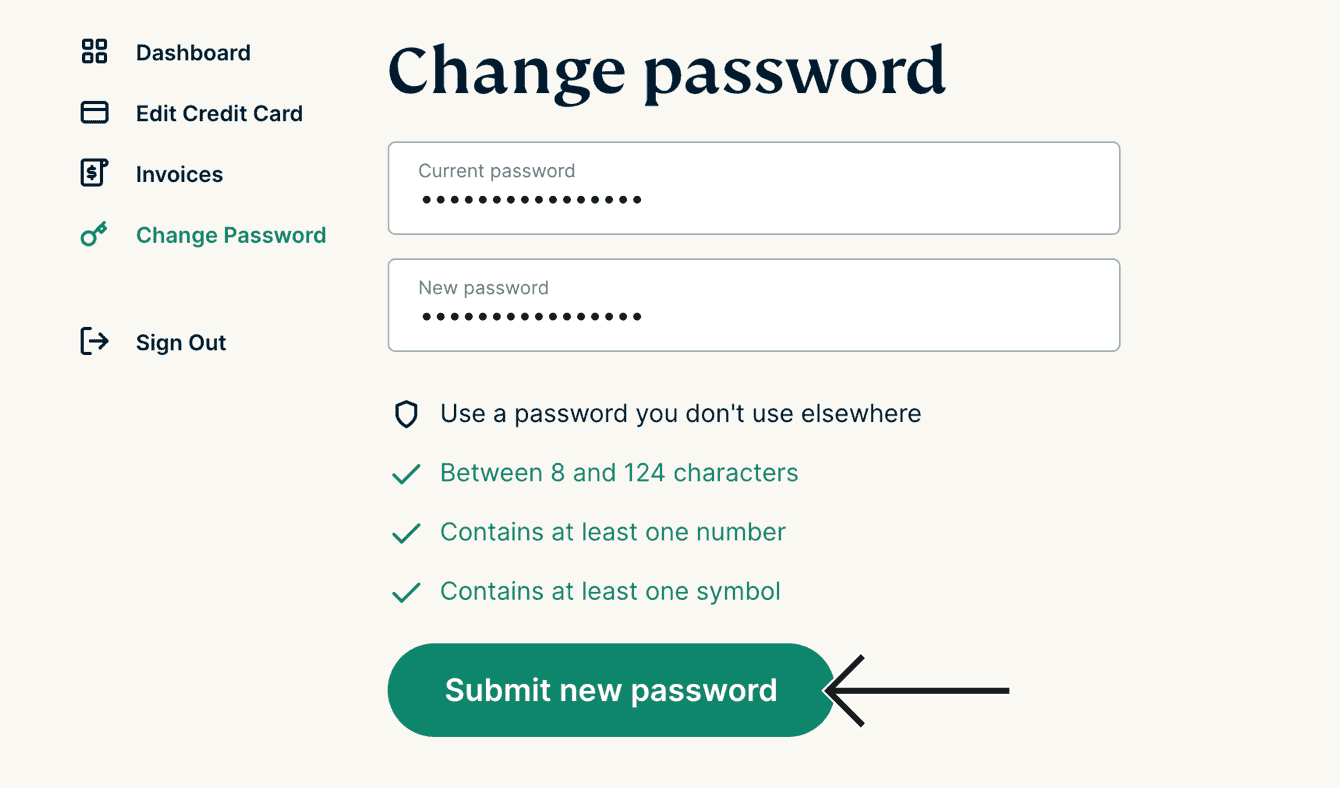 Click "Submit new password."