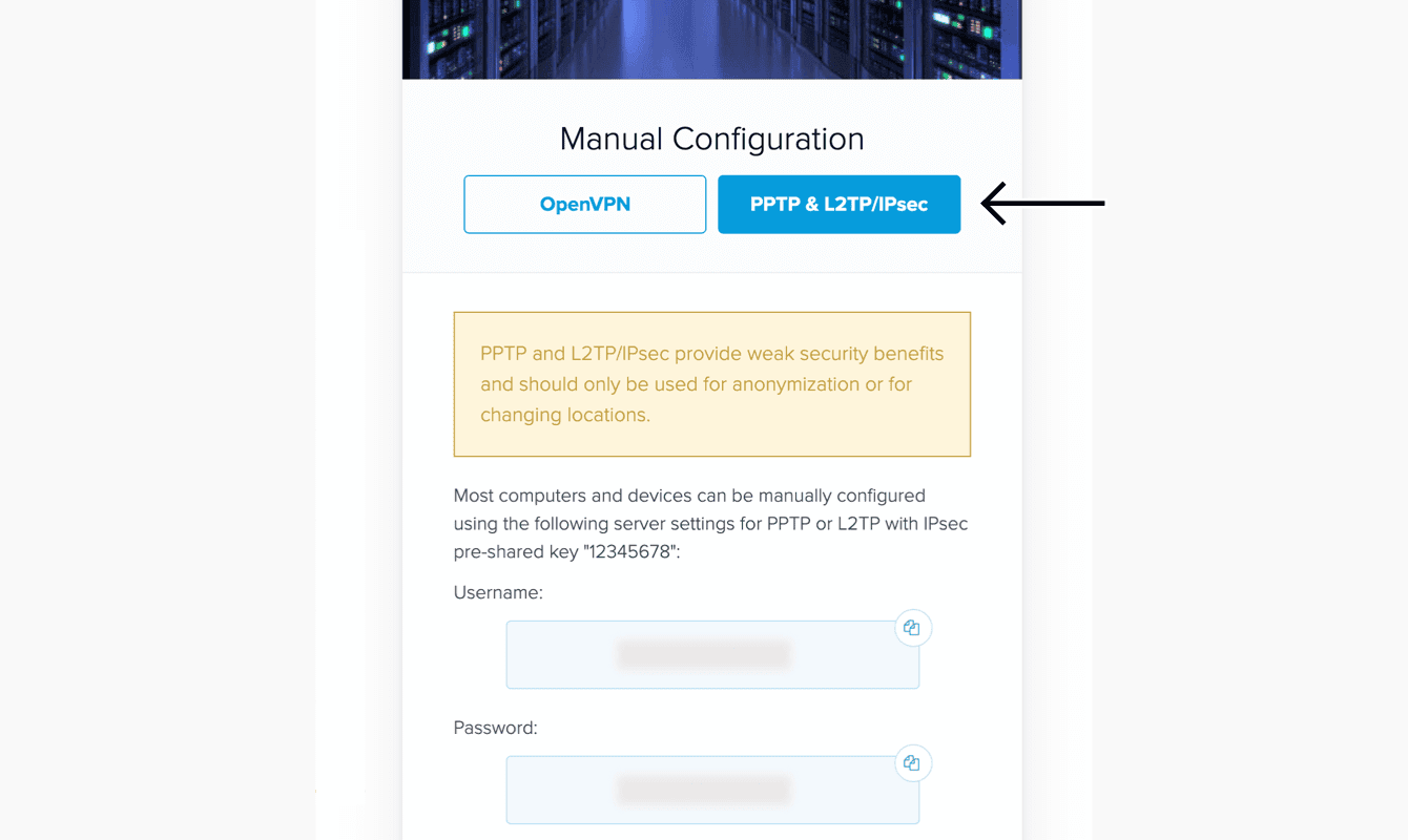 Select "PPTP & L2TP/IPsec."