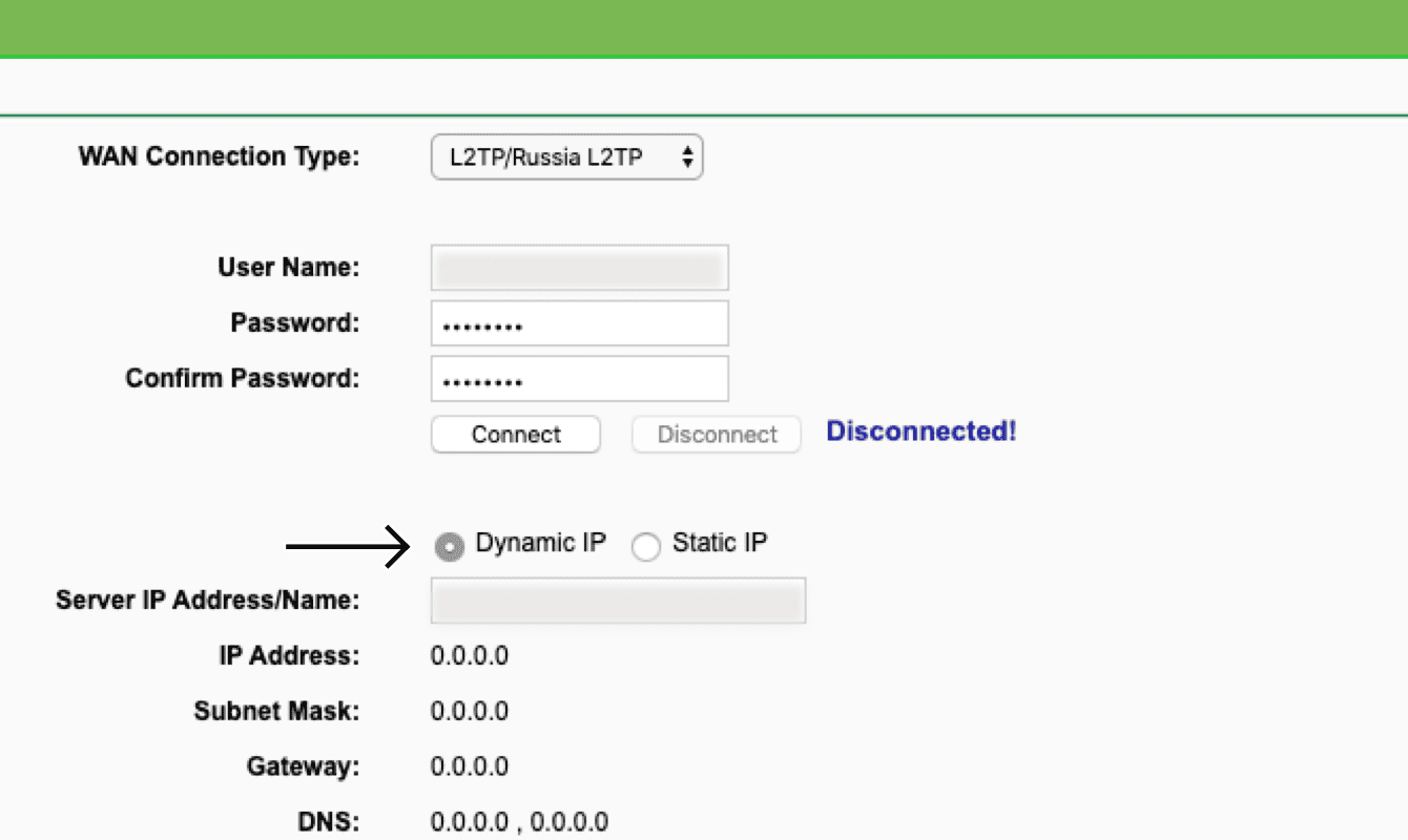 Set the Secondary Connection to "Dynamic IP."