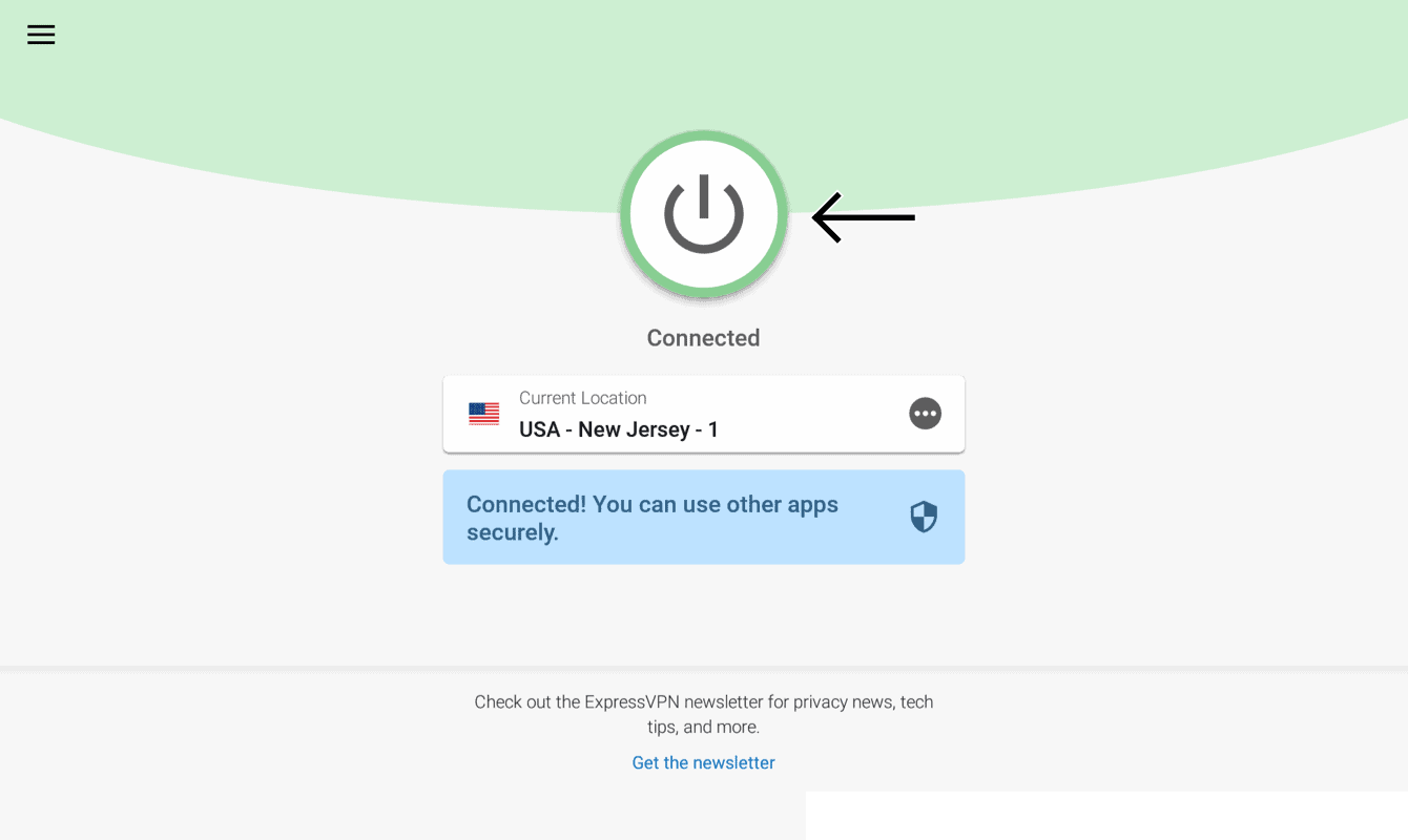 Select the On Button to disconnect. 
