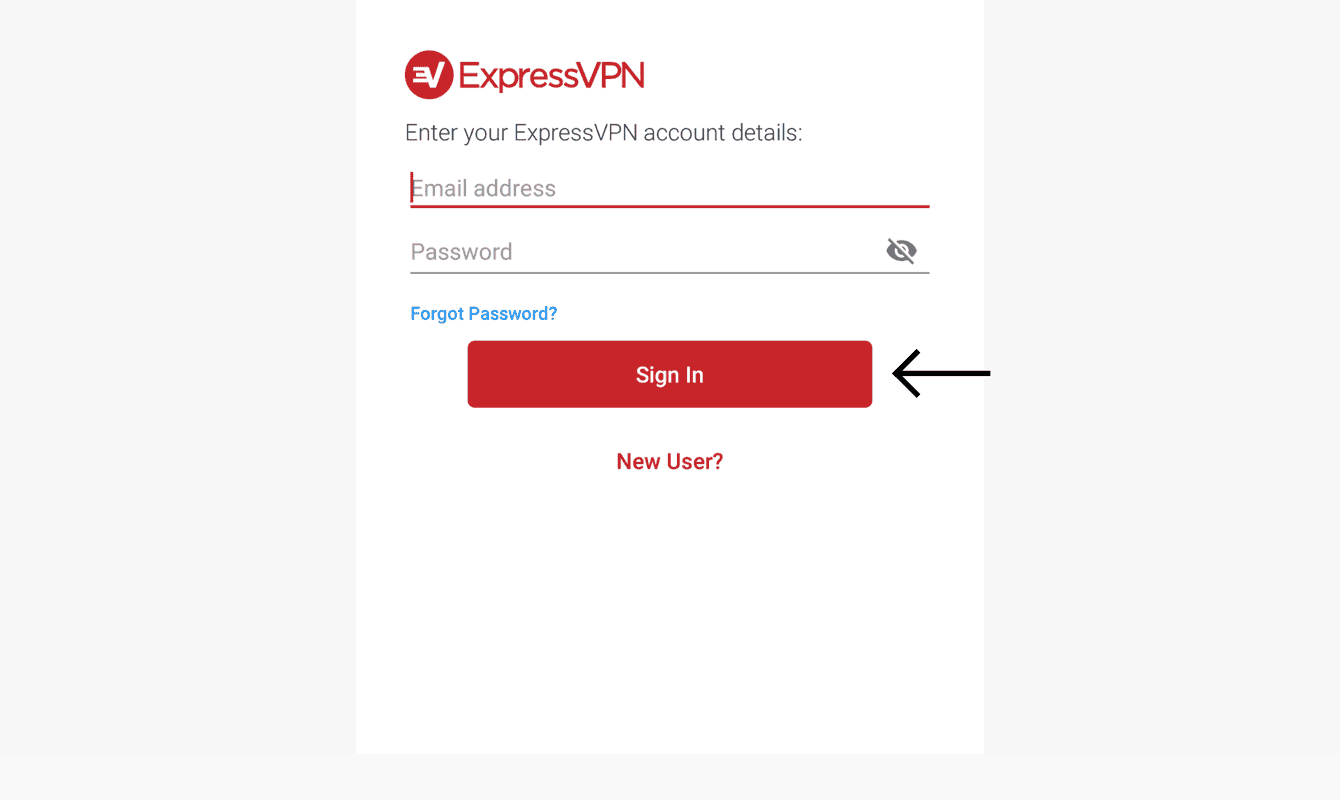 Sign in with your ExpressVPN email address and password.