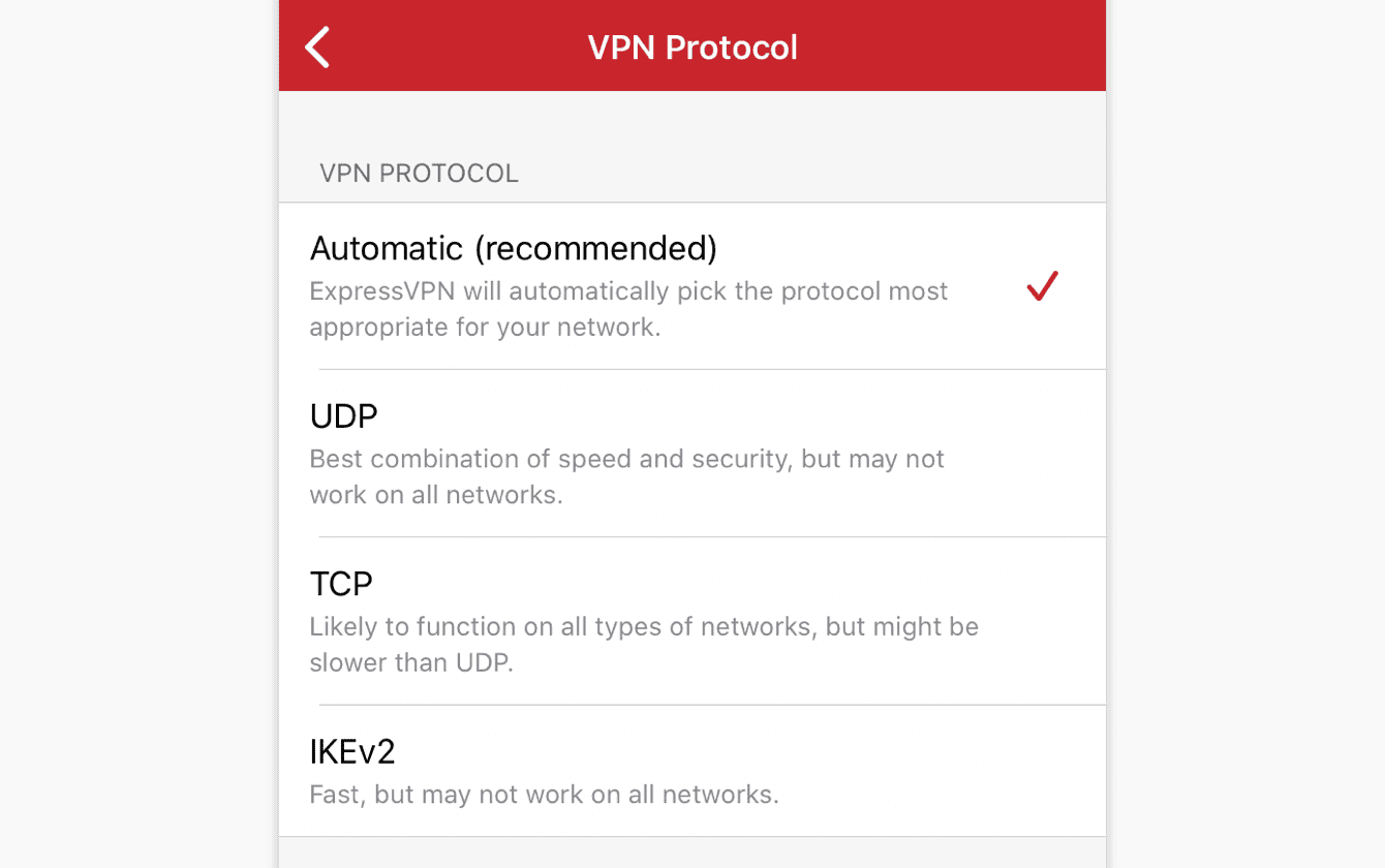 Tap the protocol of your choice.