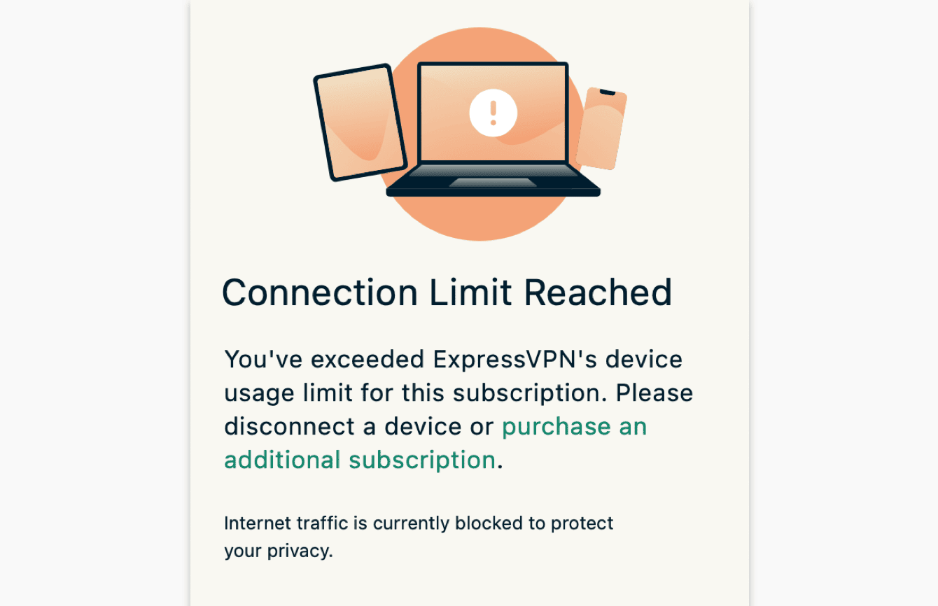 If you try to connect more than five devices simultaneously, you will see a screen that says, "Connection limit reached."