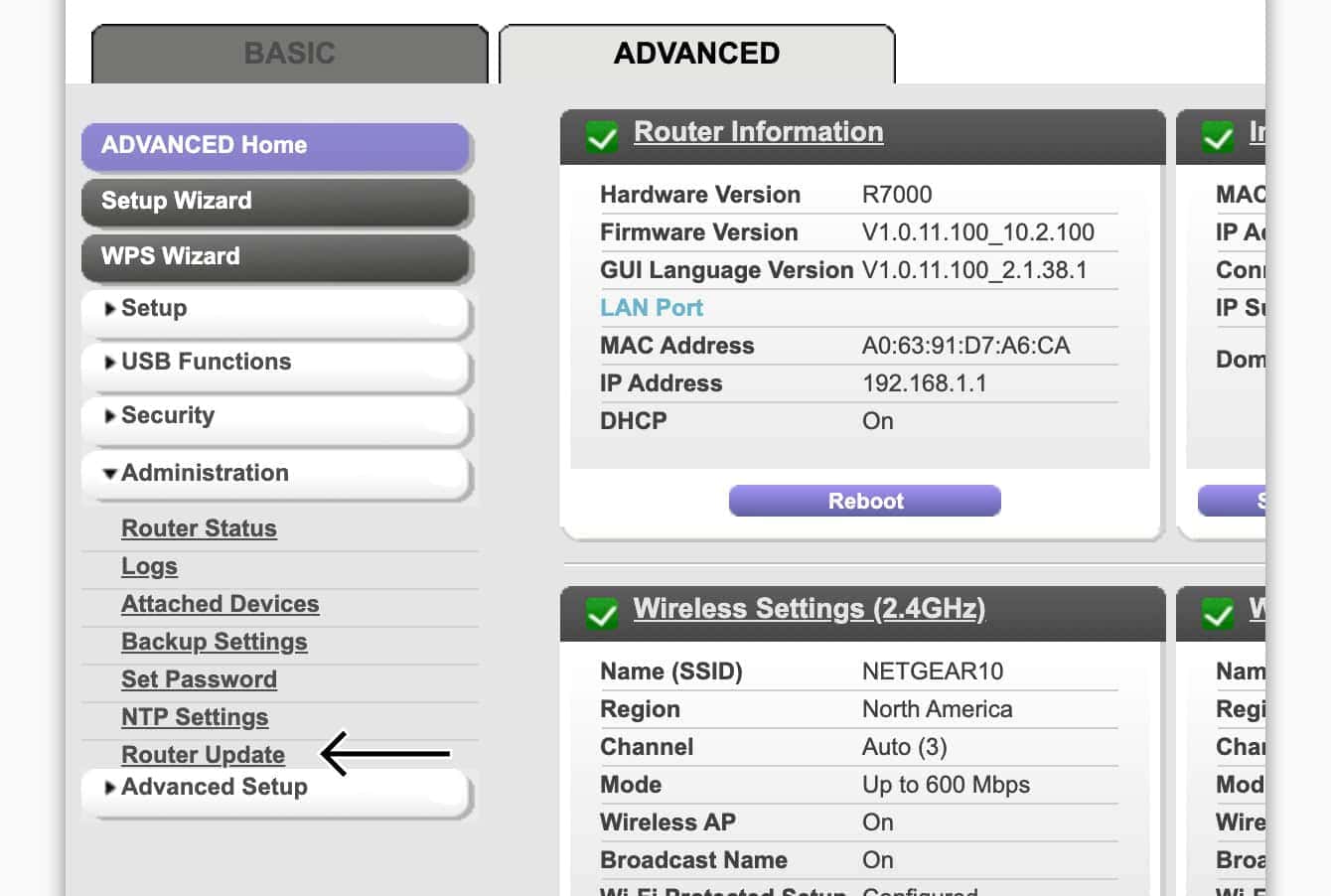 Click “Router Update.”