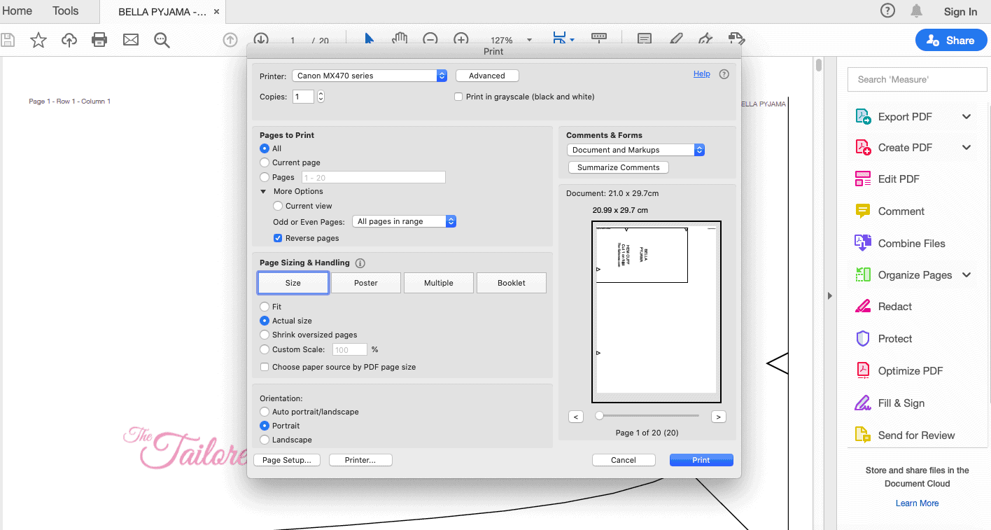 Et Tailoress PDF Patterns - Instructions Printing The Tailoress PDF Sewing Patterns - Printing Instructions
