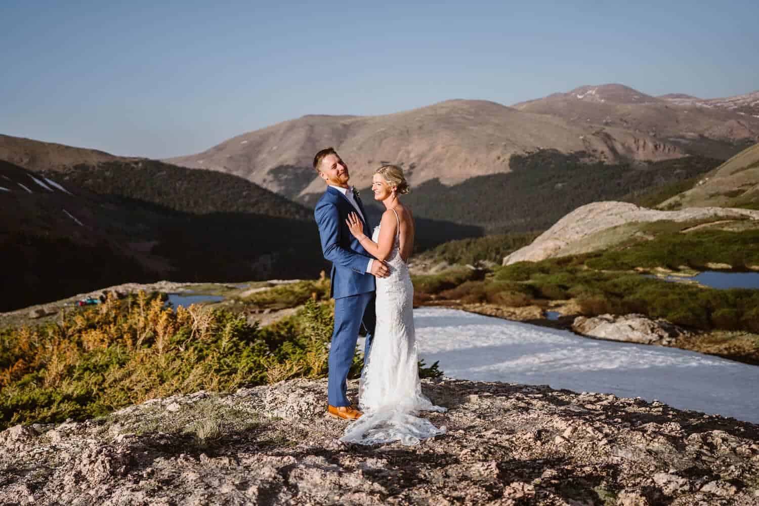 Bride and Groom Laughing Breckenridge Elopement Guide and Spots