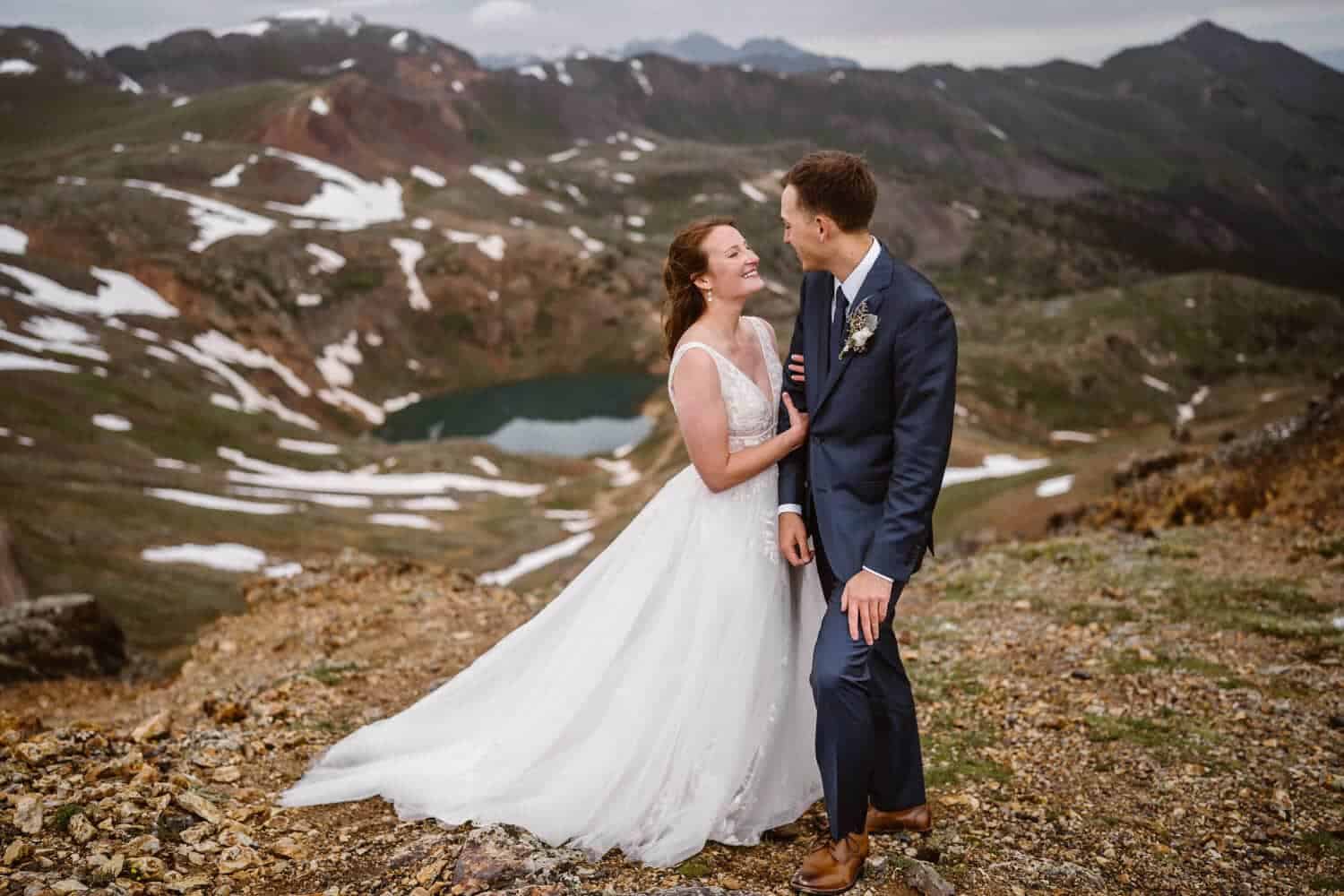 Bride and Groom Hugging Telluride Elopement Packages