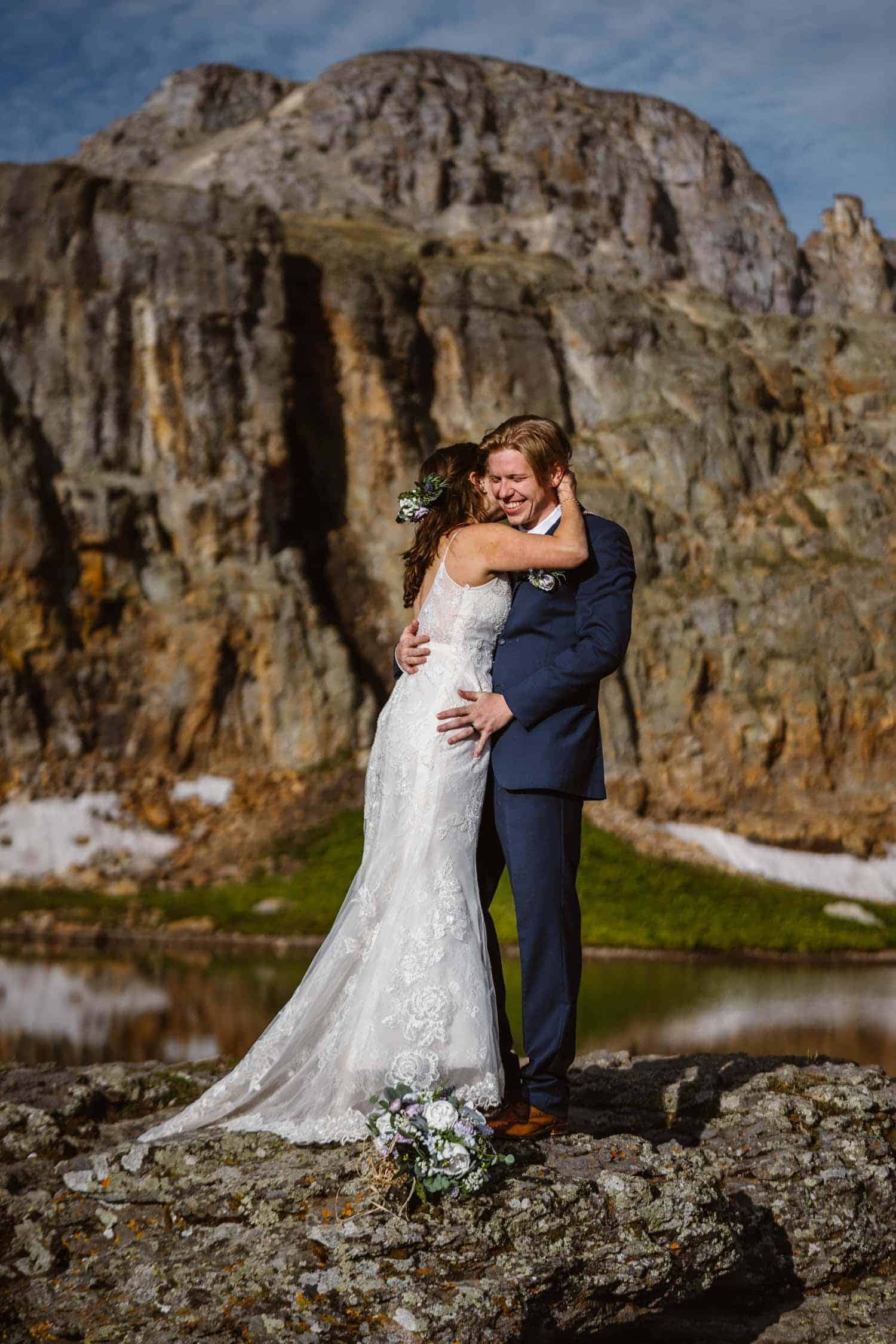 Bride and Groom Laughing Ouray Colorado Elopement