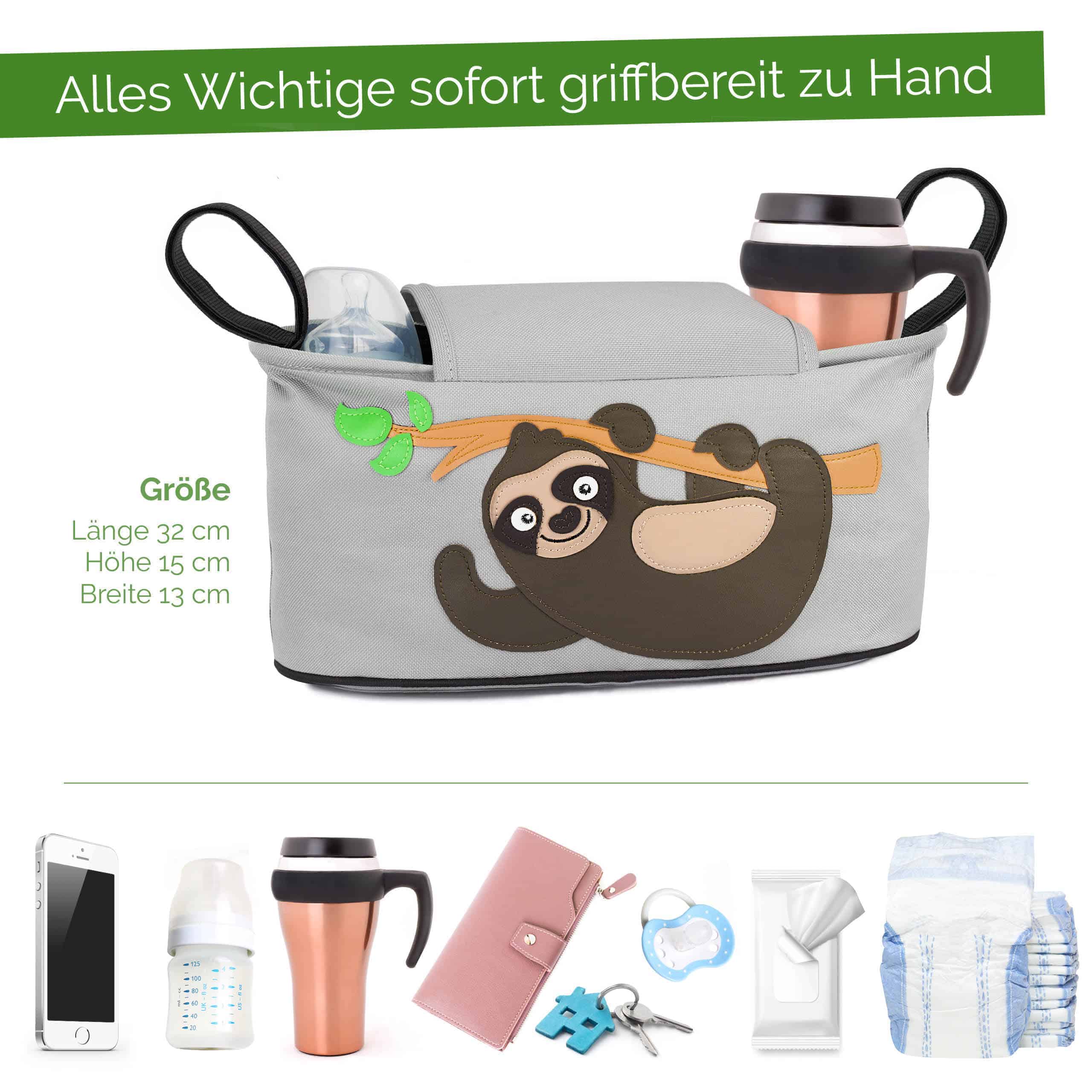 Glückswolke Kinderwagentasche Organizer Fannie Faultier Kinderwagen Tasche Buggy