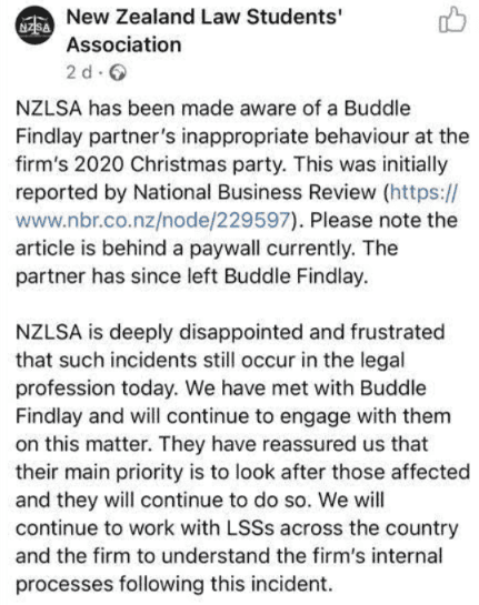 Buddle Findlay's #MeToo Moment - Concern Over Claim of Big Law Partner's Inappropriate Conduct 4 Buddle Findlay's #MeToo Moment - Concern Over Claim of Big Law Partner's Inappropriate Conduct 4