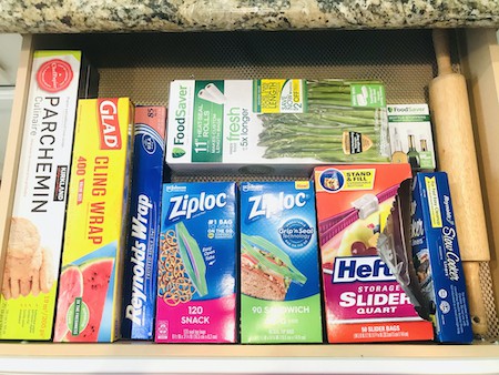 Organize Kitchen Drawers - Plastic Wrap Station