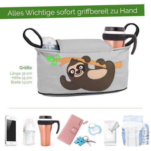 Glückswolke Kinderwagentasche Organizer Fannie Faultier Kinderwagen Tasche Buggy