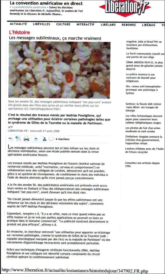 Preuves scientifiques des messages subliminaux