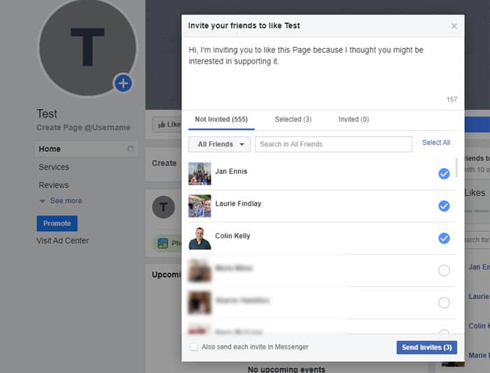 Facebook Business Pages - Invite your friends to like the page