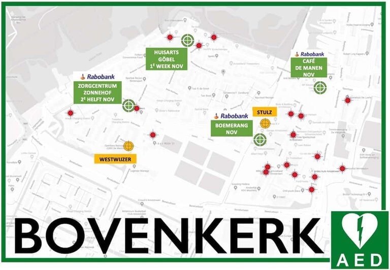 Plattegrond Bovenkerk met AED's