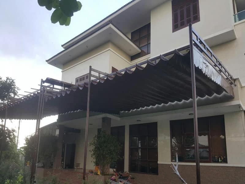 Lắp Đặt Mái che di động, Mái xếp di động, Mái bạt kéo xếp, Mái bạt lùa tại An Giang mái xếp di động