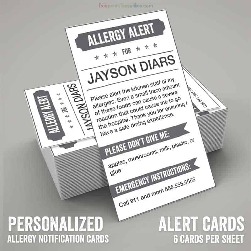 It's just an image of Printable Allergy Cards inside spanish It's just a picture of Printable Allergy Cards inside spanish