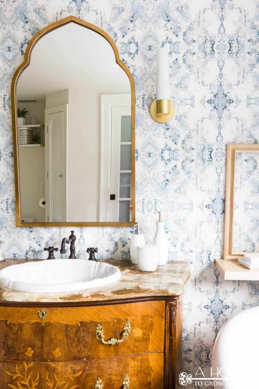 Bold Master Bathroom Makeover With Modern Wallpaper A Home To