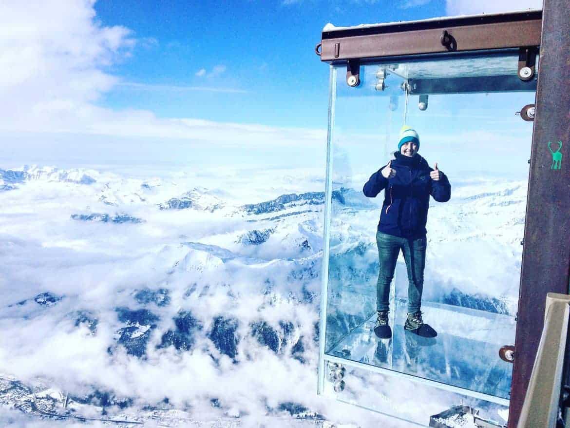Step into the Void a glass box suspended 1000m high Aiguille du Midi