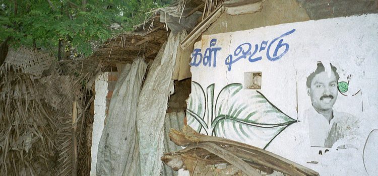 burnt house in slum while taking a tour in Pondicherry On tour in Pondicherry by put-put