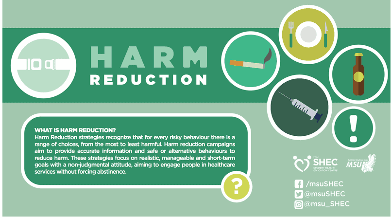 What is Harm Reduction Poster What is Harm Reduction Poster from the student health education center at McMaster's Student Union.