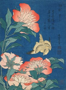 Classiques de l'art, Katsushika Hokusai - pivoines et canaris - Allemagne, Europe)