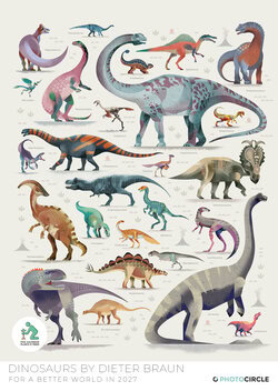 Dinosaur 2027 Wall Calendar with illustrations by Dieter Braun – sustainable gift in premium quality