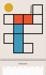 Bauhaus Style 2026 wall planner & organizer – abstract geometric designs in minimalist Bauhaus aesthetics