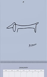 Picasso Pastellfarbene Tiere Klappkalender / Organizer 2026 – Picassos Tier-Strichzeichnungen als Planner
