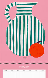 Mediterranean wall planner & fold-out organizer 2026 with pastel illustrations by Matías Larraín – sustainable calendar with space for notes and appointments.