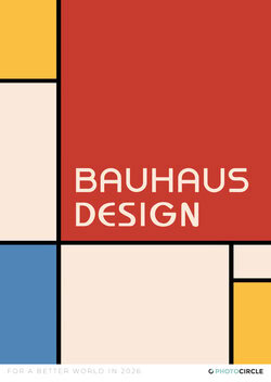 Bauhaus Planer Kalender 2026 mit geometrischem Design und viel Platz zum Eintragen von Terminen