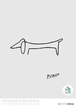 Picasso Tiere Kalender 2026 – Picassos minimalistische Tier-Strichzeichnungen als Wandkalender