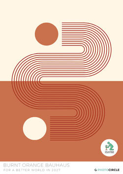 Bauhaus Calendar 2027 with minimalist geometric illustrations in beige and burnt orange tones.