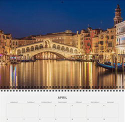 Venice planner & fold-out organizer 2026 with photography by Jean Claude Castor – sustainable calendar with space for notes.