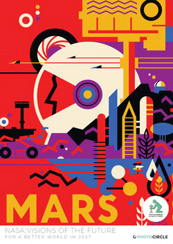 NASA Visions of the Future Wandkalender 2027 – futuristische Raumfahrt Poster im Retro-Stil