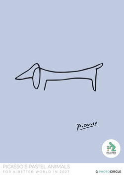 Picasso pastel animals 2027 wall calendar – minimalist line drawings of animals in pastel colors