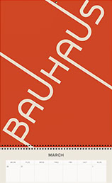 Minimalistischer Klappkalender 2026 im Bauhaus-Stil – moderner Planer / Organizer mit Bauhaus Illustrationen