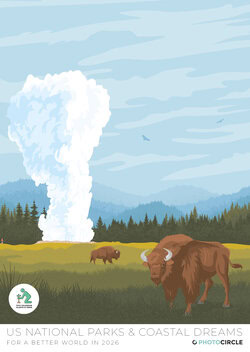 US National Parks & Coastal Dreams Calendar 2026 with vintage illustrations – sustainable gift calendar for USA lovers