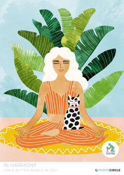 Yoga Wall Calendar 2027 by Uma Gokhale – 12 yoga-inspired illustrations with tropical colors, sustainable gift idea