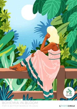 Bohemia in Bloom Kunst Kalender 2026 mit verträumten, weiblichen Illustrationen von Uma Gokhale