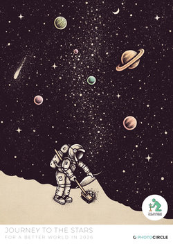 2026 Journey to the Stars calendar – surreal cosmic illustrations by Enkel Dika for space and design lovers