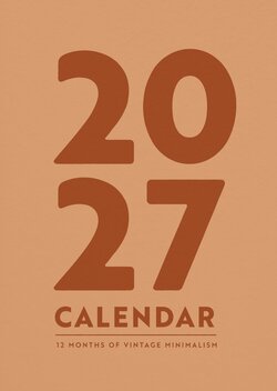 Vintage Minimalism 2027 family wall planner with warm vintage colors and large monthly writing spaces for appointments and notes.