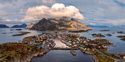 Achim Thomae, Aerial View of Henningsvaer Lofoten Islands Norway