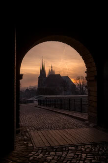 Johannes Hulsch, Morning view of Erfurt Cathedral from Petersberg