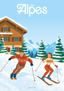 François Beutier, The Alps vintage France Travel Poster Art Print