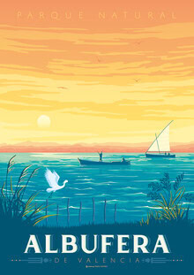 François Beutier, Albufera Valencia Spain Travel poster Art Print