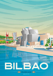 François Beutier, Bilbao Guggenheim museum Spain Travel Poster art print